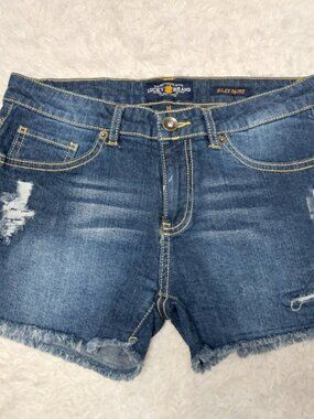 Lucky Brand Girl's Blue Riley Denim Distressed Shorts Size 14